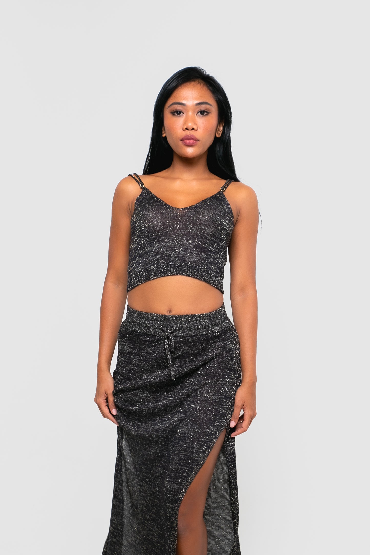 Ixchel Knit Cami ~ Black/Gold