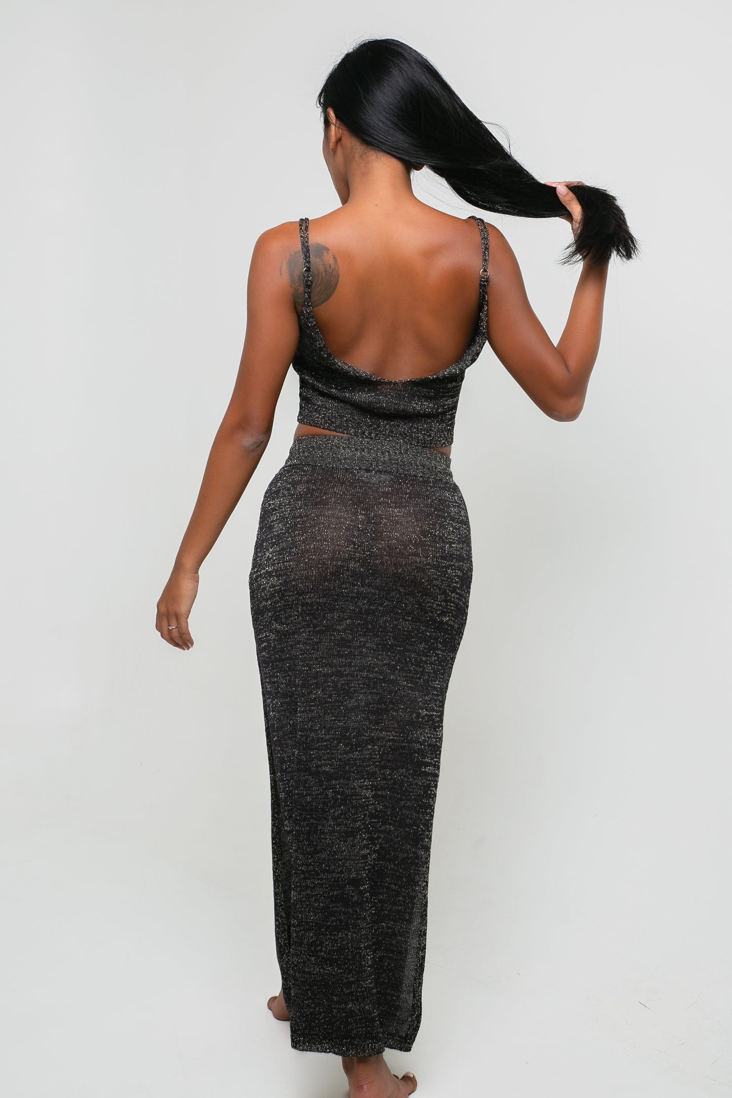 Ixchel Knit Cami ~ Black/Gold