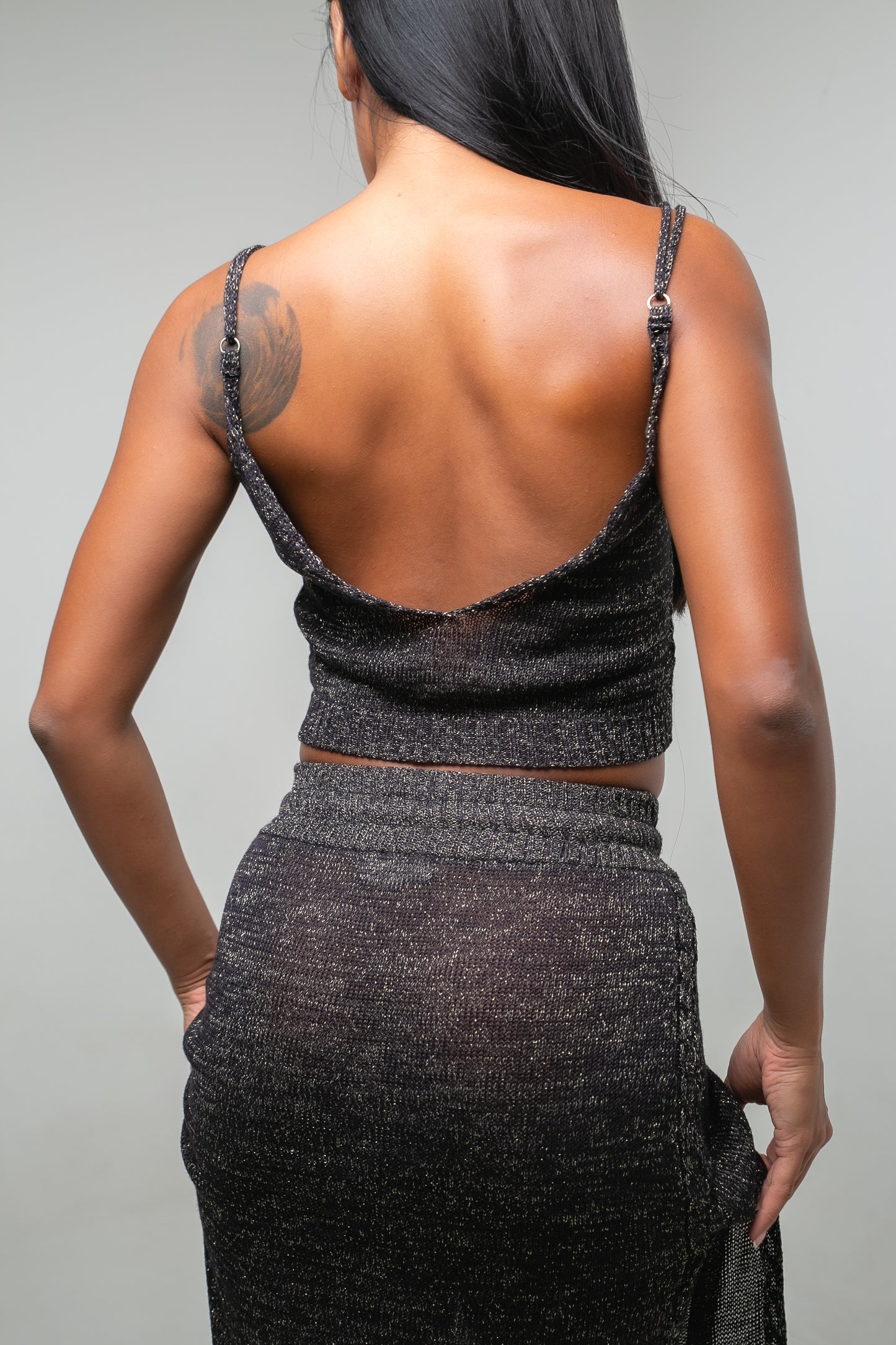 Ixchel Knit Cami ~ Black/Gold