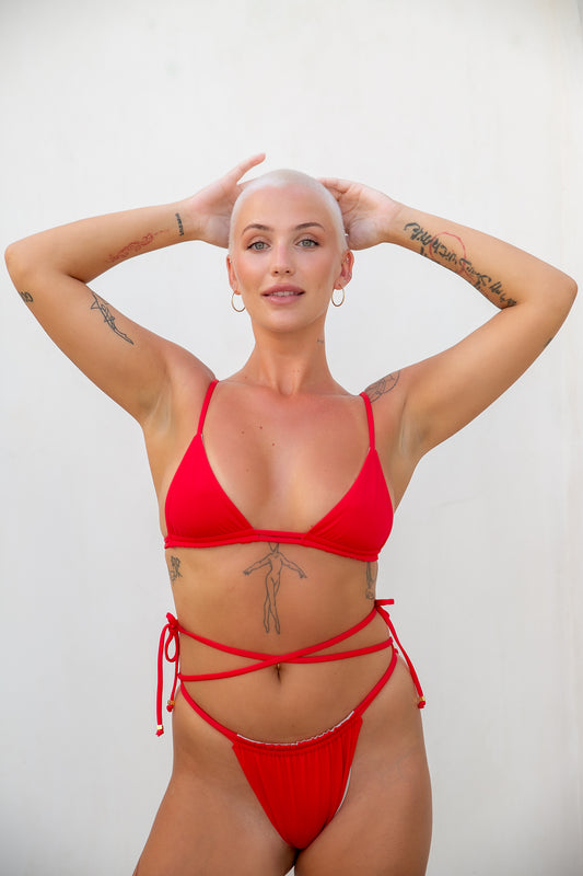 Perla Double Wrap Tri Top ~ Venere Red/Desert Sand